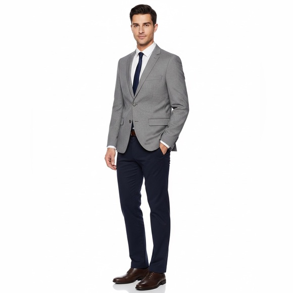 H&M Other - HM Slim Fit Blazer Mens 38R Gray  Elbow Patches Two Button